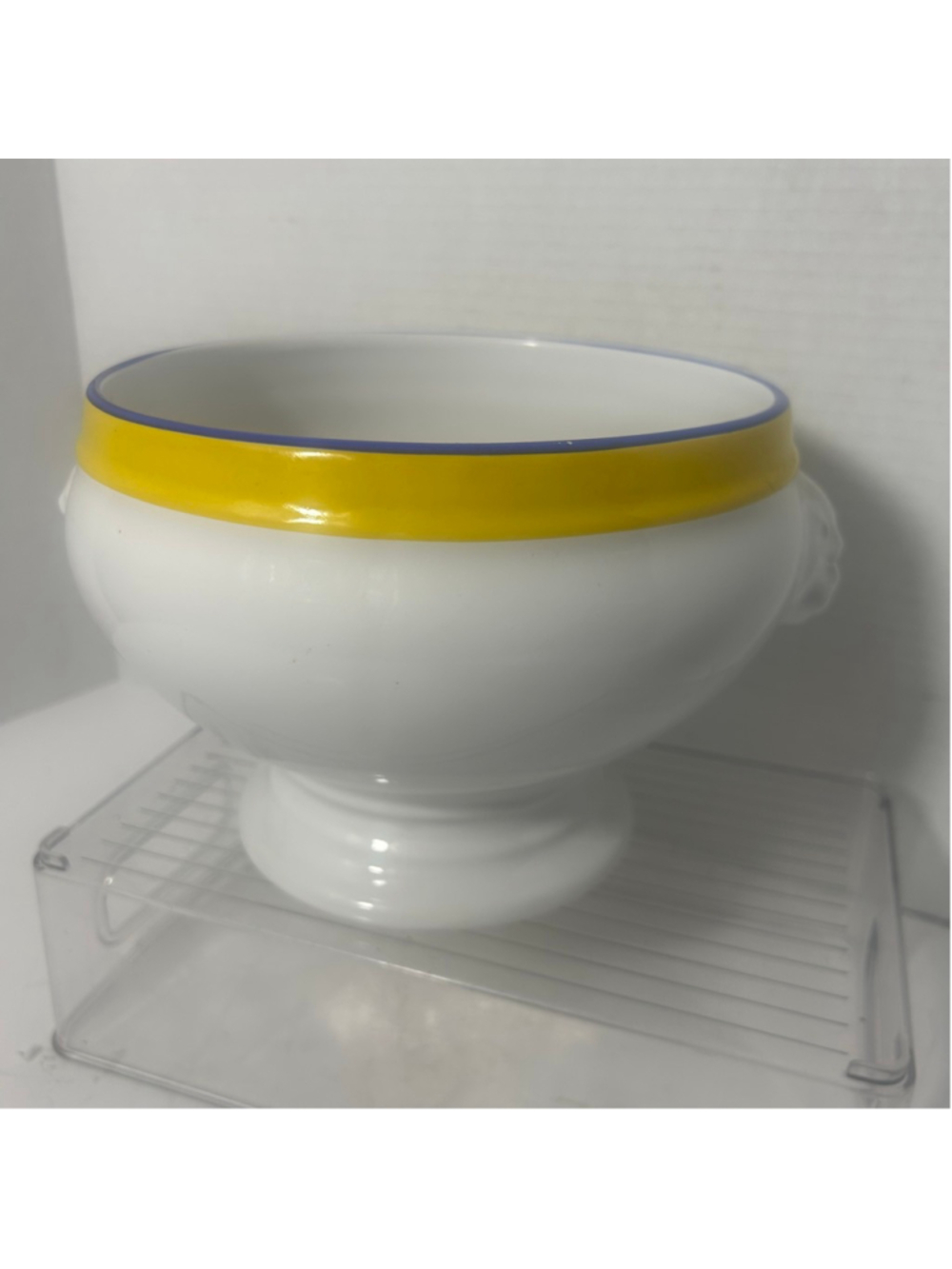 REVOL France Porcelain White Lions Head Soup Tureen Chef Decor Centerpiece
